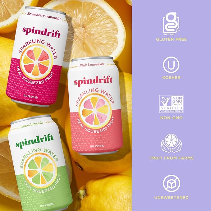 Spindrift Lemonade 3 Flavor Variety 20 Pack12 Fl Oz (Pack of 20)