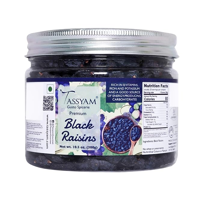 Premium Black Raisins 300gm (10.58 OZ) Jar Healthy Dry Fruits Luxury Box of Kali Draksh