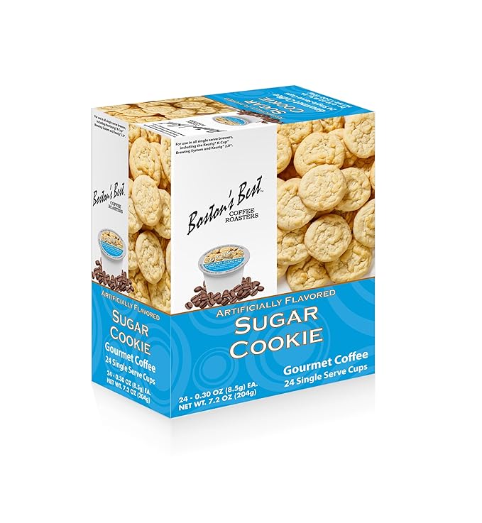 Boston’s Best Coffee - Sugar Cookie Flavored Coffee Delicious Gourmet Coffee Compatible with Keurig® Coffee Maker 1 Count (24 Single Serve Medium Roast Coffee Cups)