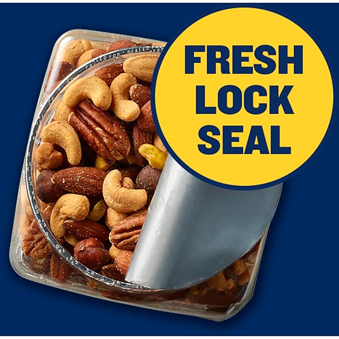 PLANTERS Deluxe Mixed Nuts with Sea Salt 27 oz Resealable Container - Variety Mixed Nuts Snacks with Cashews Almonds Pecans Pistachios &amp Hazelnuts - Energy Boost - Kosher