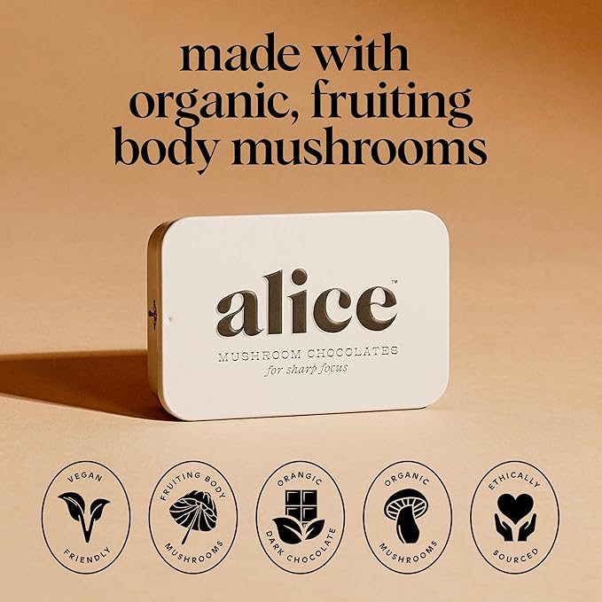 Alice Mushrooms Brainstorm | Mushroom Chocolates | Energy Bites for Focus Clarity &amp Cognitive Function | Lions Mane Cordyceps Mushrooms Guarana &amp Phosphatidylserine Natural Caffeine | Noot