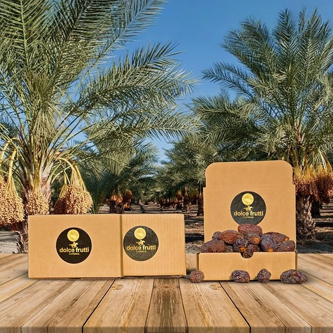 Dolce Frutti Medjool Dates– 2 Lbs –Naturally Sweet with Rich Caramel Taste Grown in California Using Permaculture Practices Great for Snacking &amp Blending Farm Fresh &amp Handpicked