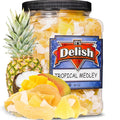 Tropical Mixed Dried Fruit Medley - by Its Delish 40 OZ Jumbo Container | Healthy Snacks for Adults | Fresh Snack Mix Dry Fruit | Pineapple Mango Guava Coconut | Vegan Kosher