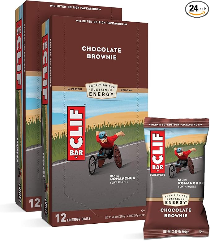 CLIF BAR - Energy Bars - Chocolate Brownie Protein Bars - (2.4 oz Bars 12 Count 2-Pack) - Packaging May Vary