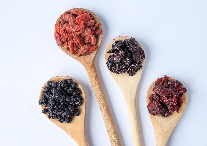 Food to Live - Organic Yummy Berries Mix 5 Pounds - A Blend of Non-GMO Dried Cranberries Blueberries Cherries Goji Berries Vegan Unsulfured Bulk