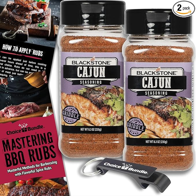 Blackstone Cajun Seasoning – Gourmet Griddle Premium Barbecue Rub 2 Pk (16.6 oz) + BBQ Masters &amp Opener (4 Items)!