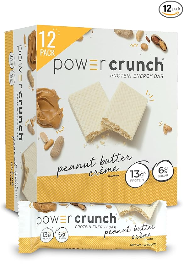 Power Crunch Protein Wafer Bars High Protein Snacks with Delicious Taste Peanut Butter Crème 1.4 Ounce (12 Count)
