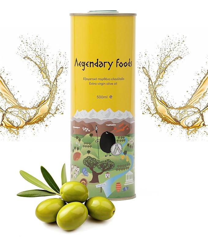 Extra Virgin Olive Oil Tin Great Taste Cold Pressed Fruity Flavor Olive Oil Extra Virgin EVOO from the Land of Sparta 500ml Tin