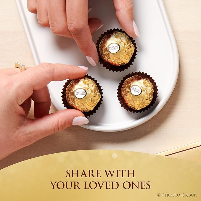 Ferrero Rocher Gourmet Hazelnut Milk Chocolate Gift Box 42 Individually Wrapped Chocolates 18.5 oz
