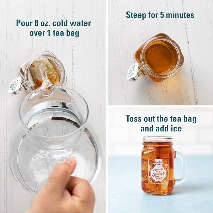 Southern Breeze Cold Brew Sweet Tea Half and Half Iced Tea with Black Tea and Zero Carbs Zero Sugar 20 Individually Wrapped Tea Bags Pack of 4