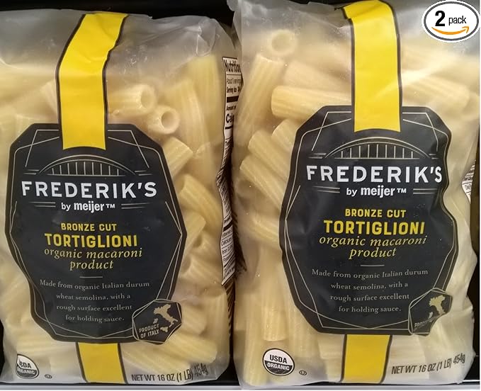 Organic Macaroni Bronze Cut Tortiglioni Pasta (2 Bags 16 oz. each)