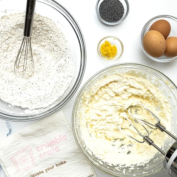 CrumbleCrate Lemon Poppy Seed Cake DIY Baking Kit for Adults | Gourmet Cake Making Set | Pre-Measured Ingredients &amp Baking Tools Included