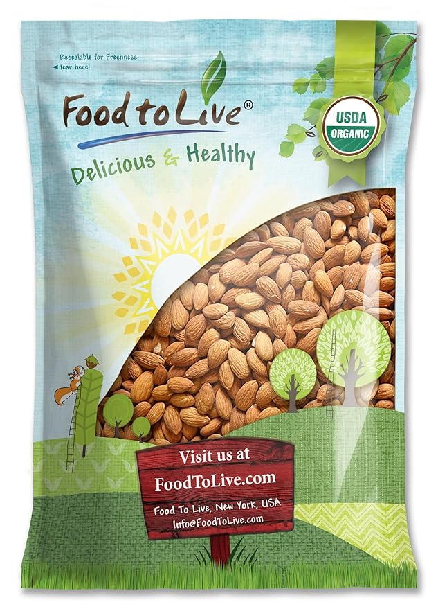 Food to Live - Organic Imported Raw Almonds 12 Pounds Non-GMO Whole No Shell Unpasteurized Unsalted Vegan Kosher Keto-Friendly.