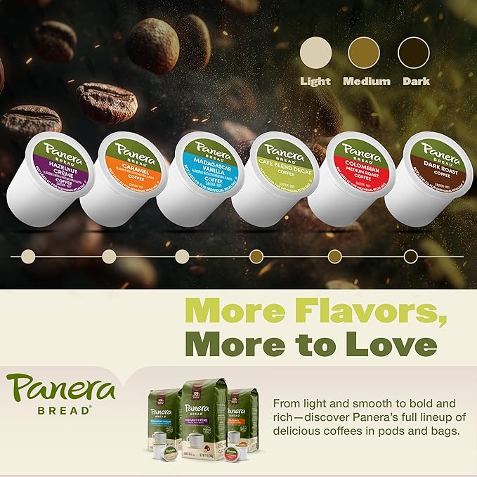 Panera Cafe Blend Decaf Ground Coffee - Medium Roast Decaf Coffee with Sweet Caramel &amp Citrus Notes - 100% Arabica Decaffeinated Ground Coffee - Smooth Balanced No Bitter Taste - 12oz Bag