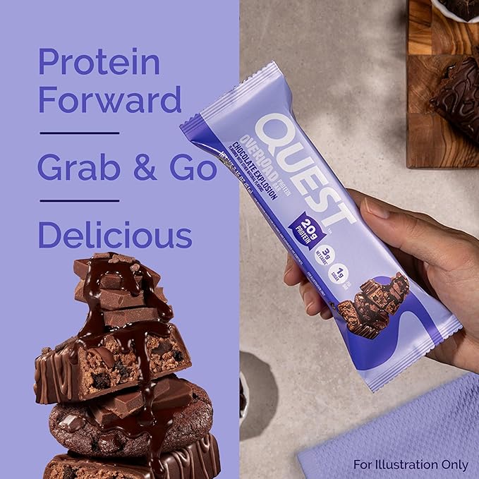 Quest Nutrition Overload Protein Bars Chocolate Explosion 20g Protein 1g Sugar 3g Net Carbs Gluten Free 12 Count