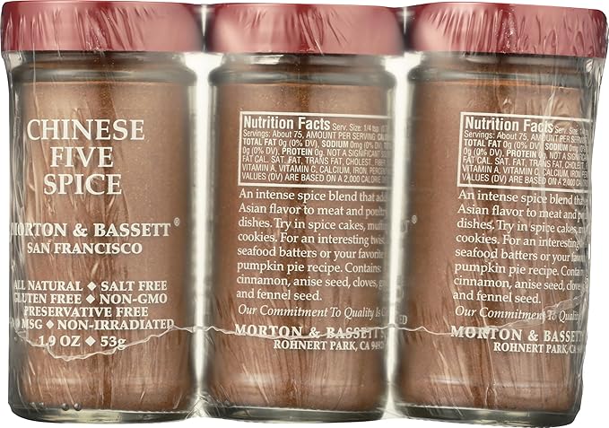 Morton &amp Bassett Chinese 5 Spice All Natural Kosher MSG Free Gluten Free &amp Non-GMO 2.3 Ounce (Pack of 3)