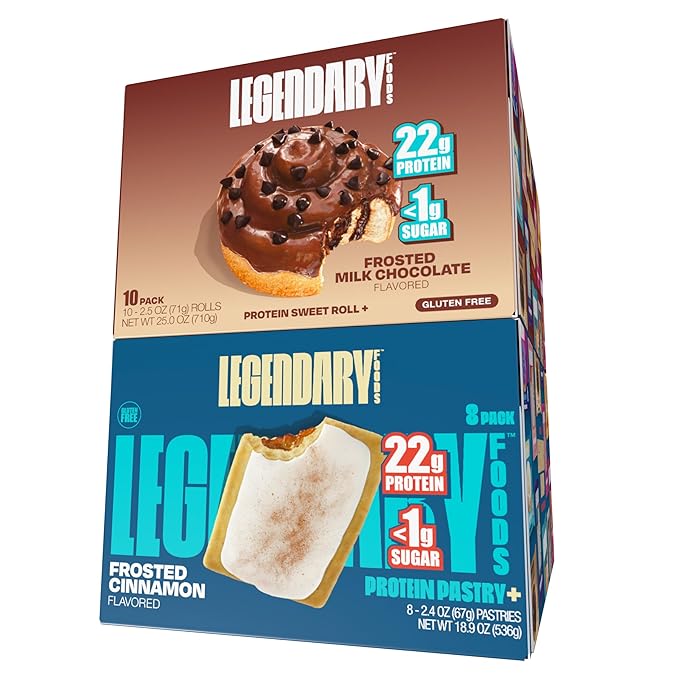 Legendary Foods 22 g Protein Pastry and Roll Bundle - Low Carb Meal Replacement Bar - Gluten Free Protien Snacks - Healthy Keto Snack Box - Low Sugar Energy Bars - Bariatric Diabetic Friendly 18 Pack
