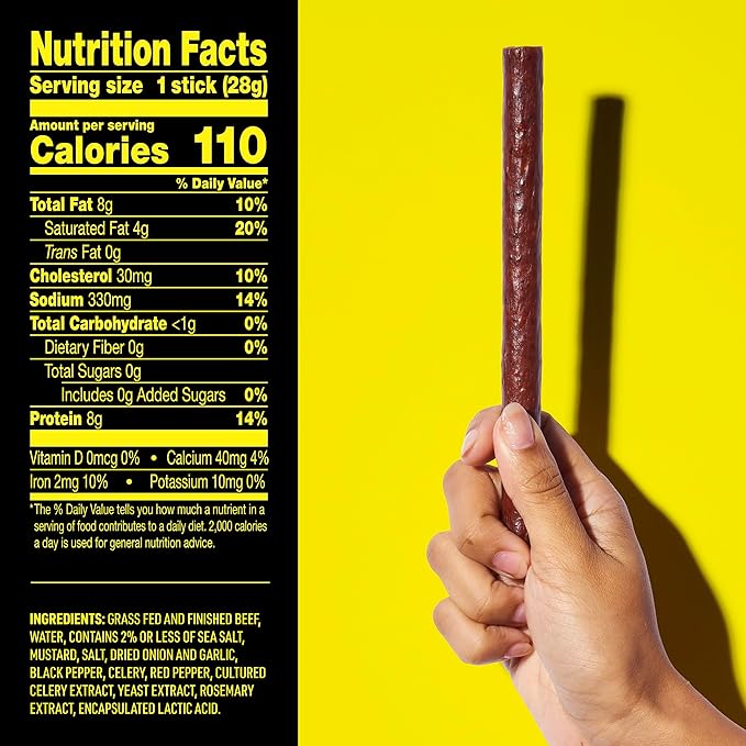Lorissa's Kitchen Smoke Show Seasoned &amp Smoked Beef Sticks - (Pack of 24) 1 oz Meat Sticks - Ready to Eat Protein Snacks - Free from Top 9 Allergens - Made with Grass-Fed &amp Finished Beef - Zer