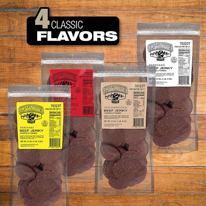Old Trapper Double Eagle Beef Jerky Old-Fashioned Flavor 21 Ounce Package Delicious Jerky Snacks 10 Grams of Protein and 80 Calories per Serving (Pack of One)