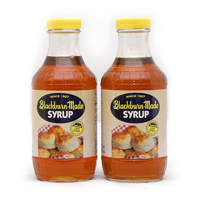 Blackburn-Made Syrup 16oz Made with Cane Syrup (Pack of 2) Bundled with a JFS Recipe Card