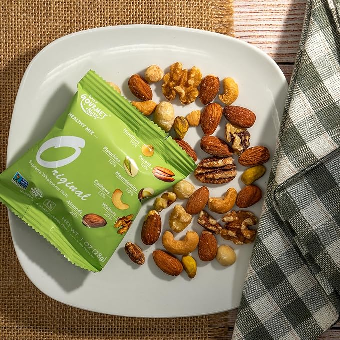 Daily Gourmet Nuts - Unsalted Mixed Nuts Snack Packs/Individually Wrapped Snacks/Nut Snacks/No Peanuts/Healthy Trail Mix Individual Packs/Deluxe Assorted Snacks / 48 Packs