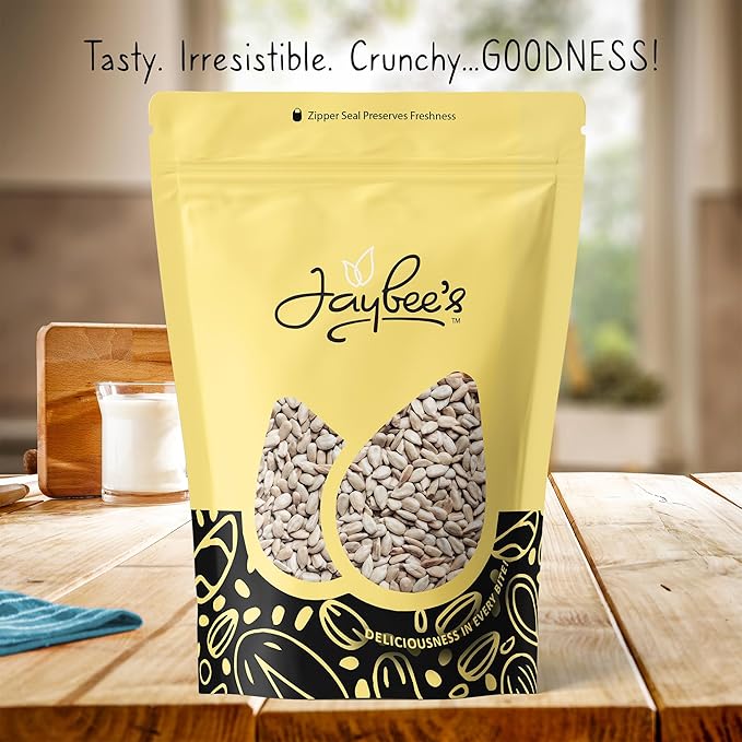 Jaybee's Raw Sunflower Seed Kernels – 5 lb Bulk Bag | Shelled Sunflower Seeds Unsalted | High-Protein Healthy Snack | Great for Baking Cooking &amp Salads | Resealable Bag