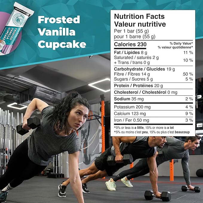 Daryl's Bars Frosted Vanilla Cupcake On the Go Whey Protein Bars Gluten Free 20gr of Protein Snack Meal Replacement Pack of 1