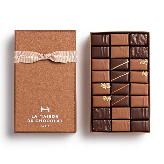 LA MAISON DU CHOCOLAT Pralines Gift Box Gourmet Milk and Dark French Chocolate Gift Box (24 Pieces)