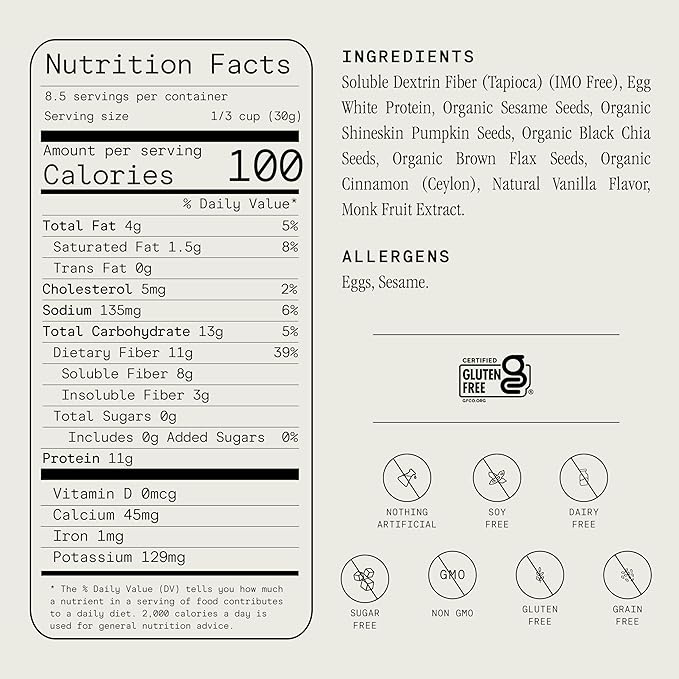 Julian Bakery® ProGranola® Cereal | Vanilla Cinnamon Cluster | 11g Protein | 11g Fiber | 2 Net Carbs | Gluten-Free | Grain-Free | High Protein &amp High Fiber | 9oz (3 PACK)