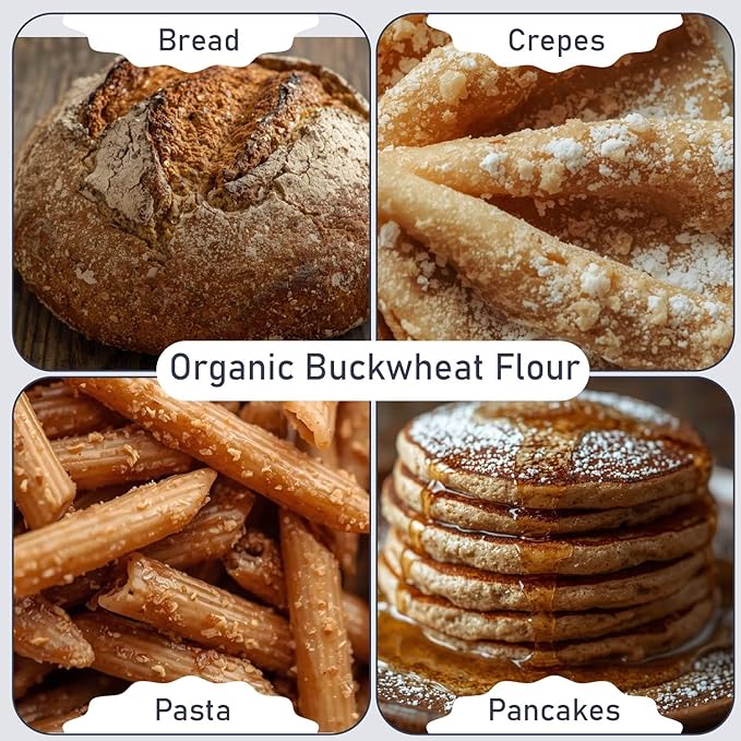 Great River Milling Organic Buckwheat Flour | Gluten Free Flour Alternative | USDA Organic Non-GMO Kosher | Ideal for Crepes Pancakes Waffles Baking &amp More | 5 Lb