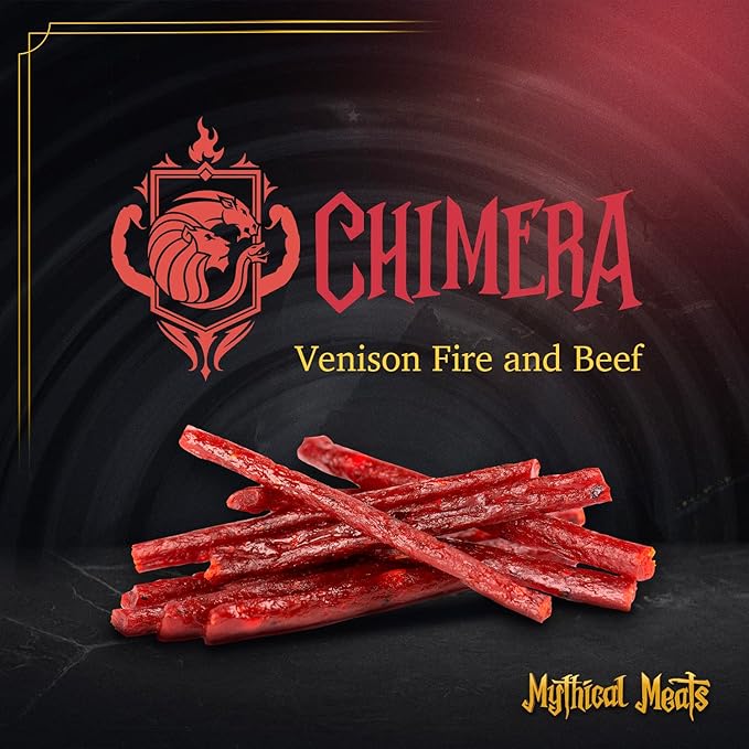 Mythical Meats Original Flavor Chimera 12-Pack Snack Sticks – Venison Fire w/Beef – Dried &amp Dehydrated Meats Seasoned to Perfection – High Protein Snacks