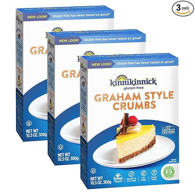 Kinnikinnick - Graham Style Crumbs - Gluten Free Allergy Friendly Vegan Graham Cracker Crumbs - 10.5 oz. Boxes - 3 Pack