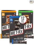 MET-Rx Big 100 Colossal Protein Bars Variety Pack Super Cookie Crunch Vanilla Caramel Churro and Crispy Apple Pie Flavors Brown 12 Count