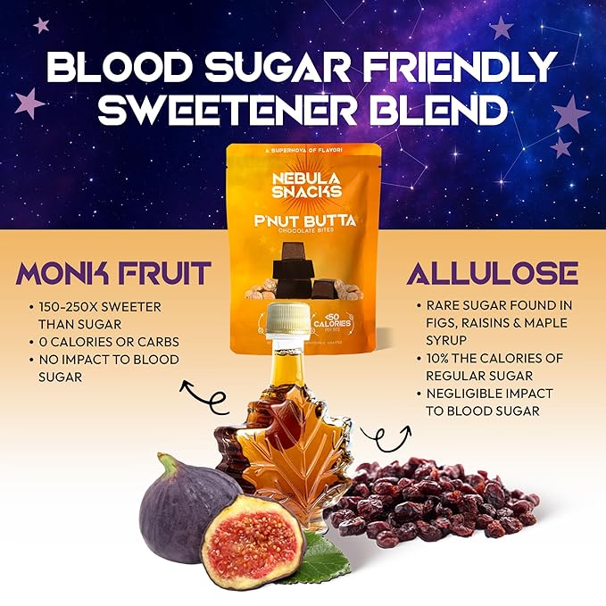 Nebula Snacks P’Nut Butta Chocolate Bites – Zero Sugar Dark Chocolate Bites with Creamy Peanut Butter &amp Sea Salt Core Non-Glycemic Keto-Friendly Dairy-Free and Gluten-Free – 3 Pack