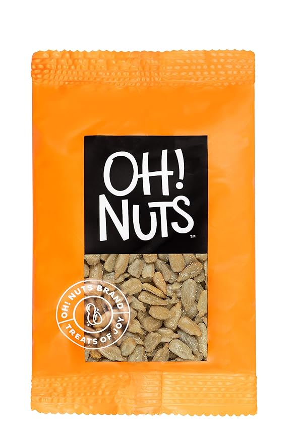 Oh! Nuts Sunflower Seeds Roasted Salted Individual Nut Snacks for On-the-Go - 12 Convenient Nut Snacks for School - Bulk Nuts Variety - Individual Packs (1.5 oz Each)