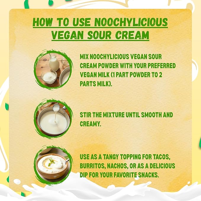 Gloriously Vegan NoochyLicious Sour Cream Powder – Smooth Tangy Dairy-Free &amp Plant-Based Seasoning – Lactose-Free Gluten-Free Non-GMO Sour Cream Alternative for Cooking &amp Snacking