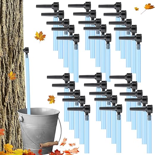 Maple Syrup Tapping Kit Upgrade Maple Taps Set Include (30) Maple Syrup Taps 66 -Ft Food Grade Tubing 1 Drill Bit Maple Tree Tapping Kit for Experts or Beginners (30 SET)