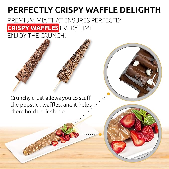 OldSoul Professional Popstick Waffle Mix | GLUTEN FREE &amp VEGAN | Stick Waffles Dough Mix | Chocolate Flavor | 5 lbs | 112 Waffles (5 Lbs Gluten Free &amp Vegan)