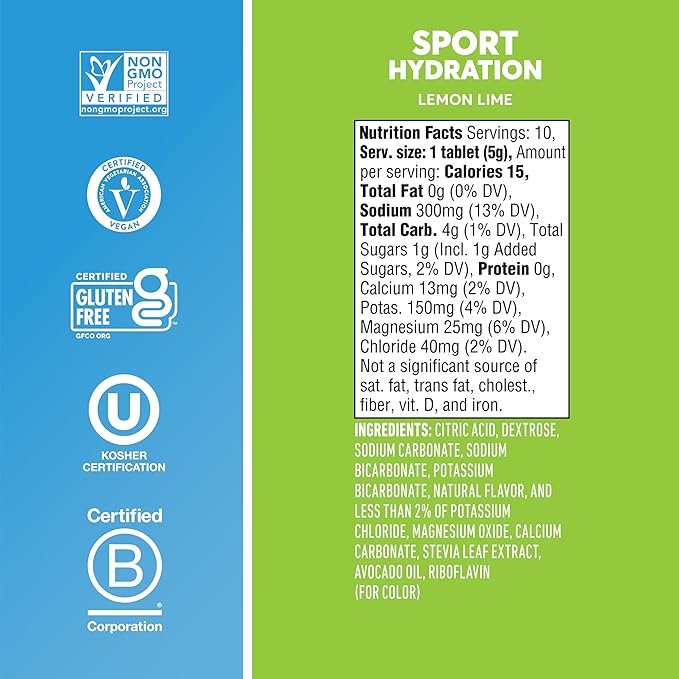 Nuun Electrolyte Drink Tabs Lemon Lime 8 Count 1.9 Ounce
