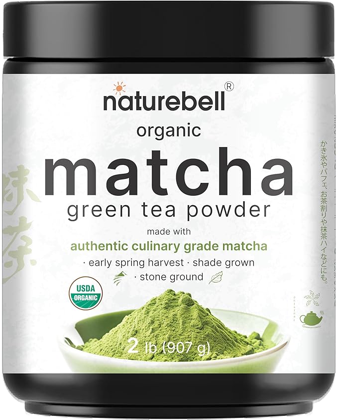 Organic Matcha Green Tea Powder 2 Pounds | Unsweetened with Zero Sugar Culinary Grade Potent Early Harvest Fine Stone Ground – Vegan All Purpose Great for Matcha Latte