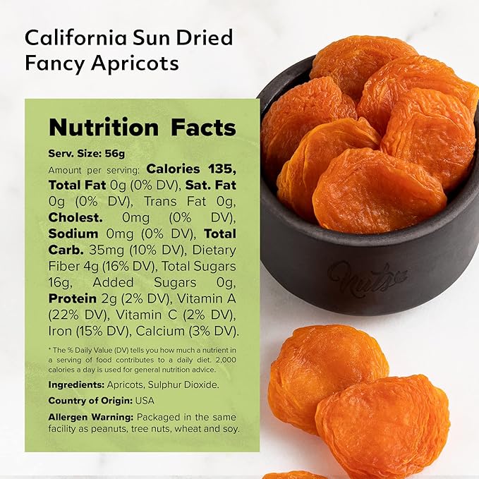NUTS U.S. - California Sun Dried Fancy Apricots | Juicy and Tangy Flavor | No Sugar or Color Added | Gluten Free and NON-GMO | Apricots In Resealable Bags (4 LBS)