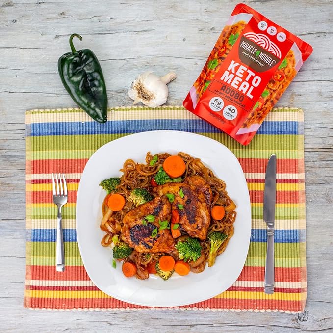 Miracle Noodle Ready to Eat Adobo Pasta 9.2 Oz (Pack of 6) Plant Based Shirataki Konjac Noodles 40 Calories 6g Net Carbs Per Serving Keto Gluten-Free
