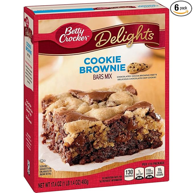 Betty Crocker Cookie Brownie Bars Mix 17.4 oz (Pack of 6)
