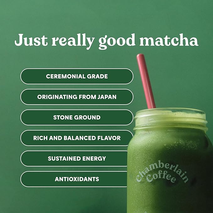 Chamberlain Coffee Vanilla Matcha Powder - Ceremonial Grade Matcha Powder with Madagascar Vanilla Gluten-Free Flavor for Hot and Iced Drinks Made with Premium Organic Ingredients - 1.06 Oz Pouch