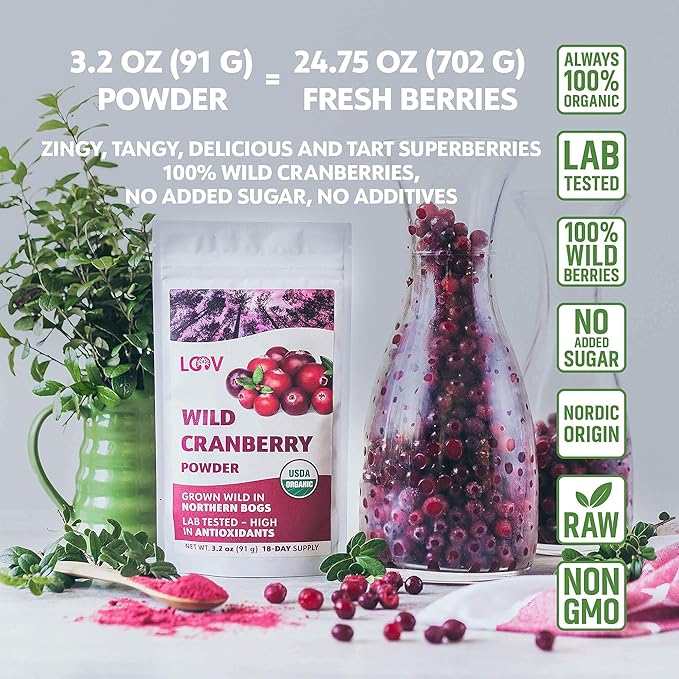 Bundle – 2 items: LOOV Organic Wild Blueberry Powder and Organic Wild Cranberry Powder