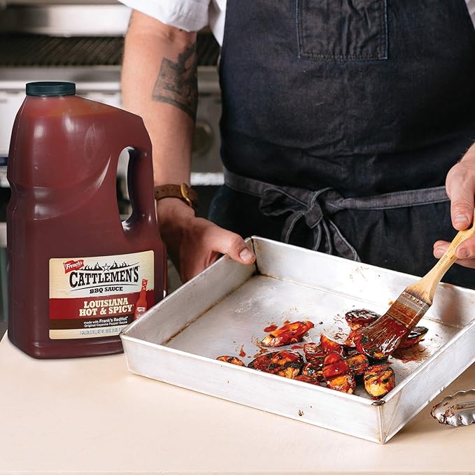 Cattlemen's Louisiana Hot &amp Spicy BBQ Sauce 1 gal - One Gallon Container of Spicy Barbeque Sauce Made with Ripe Tomatoes Best on Shrimp Chicken Tacos Meatballs and More
