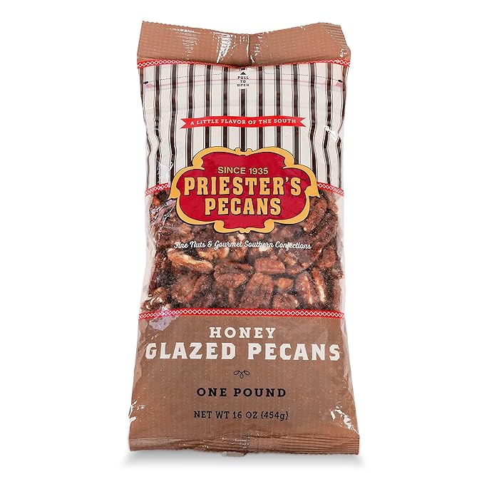 PRIESTER'S | 1lb. Bag | Honey Glazed Pecans | Flavorful Premium-Crop Pecans | Grown with Care &amp Made with Love | Perfect for Gifts Snacking Recipes &amp Toppings | Sweet &amp Crunchy Treat