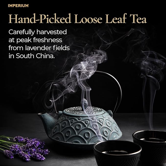 Imperium Lavender Oolong Tea Loose Leaf (4oz) Hand-Picked Premium Oolong Brews 100 Cups Naturally Calming Beverage Fragrant Floral Notes Smooth Aroma Delicate Sweetness and Long Relaxing Finish
