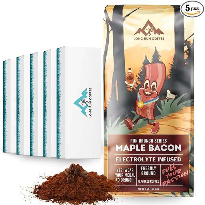 Long Run Coffee – Hydrating Coffee with Electrolytes – All Natural Energy + Hydration + Recovery for Athletes – Stomach Friendly Electrolyte Coffee for Runners (5 lb Maple Bacon)