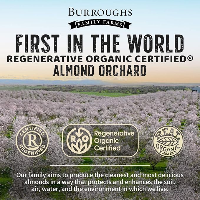 Burroughs Family Farms 3 lb USDA Organic Raw Almonds – First Regenerative Organic Certified Farm – Gluten-Free Non-GMO Vegan Paleo &amp Keto-Friendly Almond Nuts – High in Protein &amp Nutrients